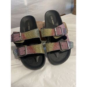 Steve Madden Big Girls Size 4 Rainbow Crystal Jwows Slide Sandals-NWOT-Size 4